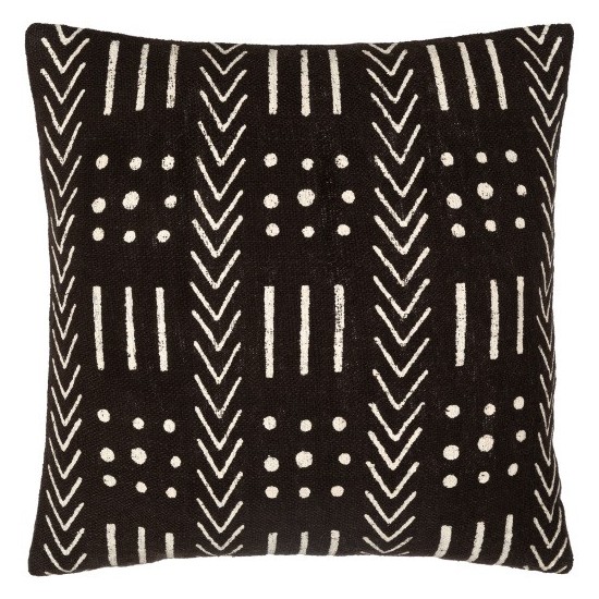 Surya Malian Pillow Cover 22"H X 22"W - Black & Cream