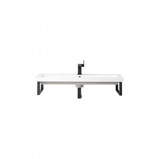 Two Boston 15 1/4" Wall Brackets, Matte Black w/39.5" White Glossy Composite Top