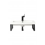 Two Boston 18" Wall Brackets, Matte Black w/23.6" White Glossy Composite Top
