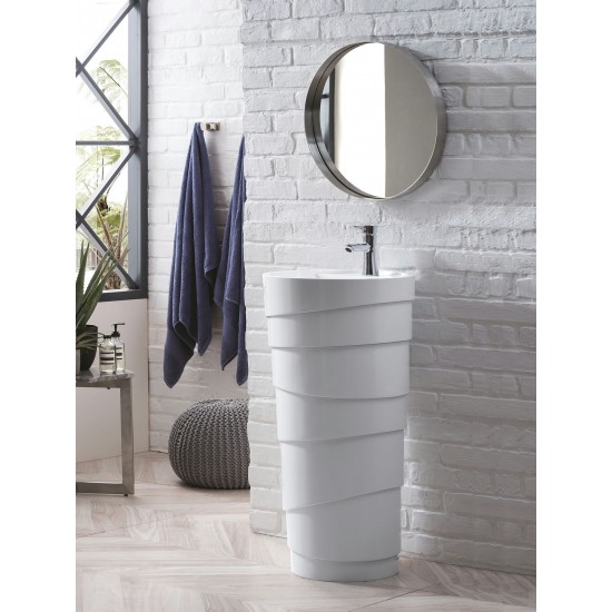 Quebec 17.5" Solid Surface Pedestal Sink, Bright White