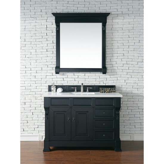 Brookfield 48" Single Vanity, Antique Black w/ 3 CM Classic White Quartz Top