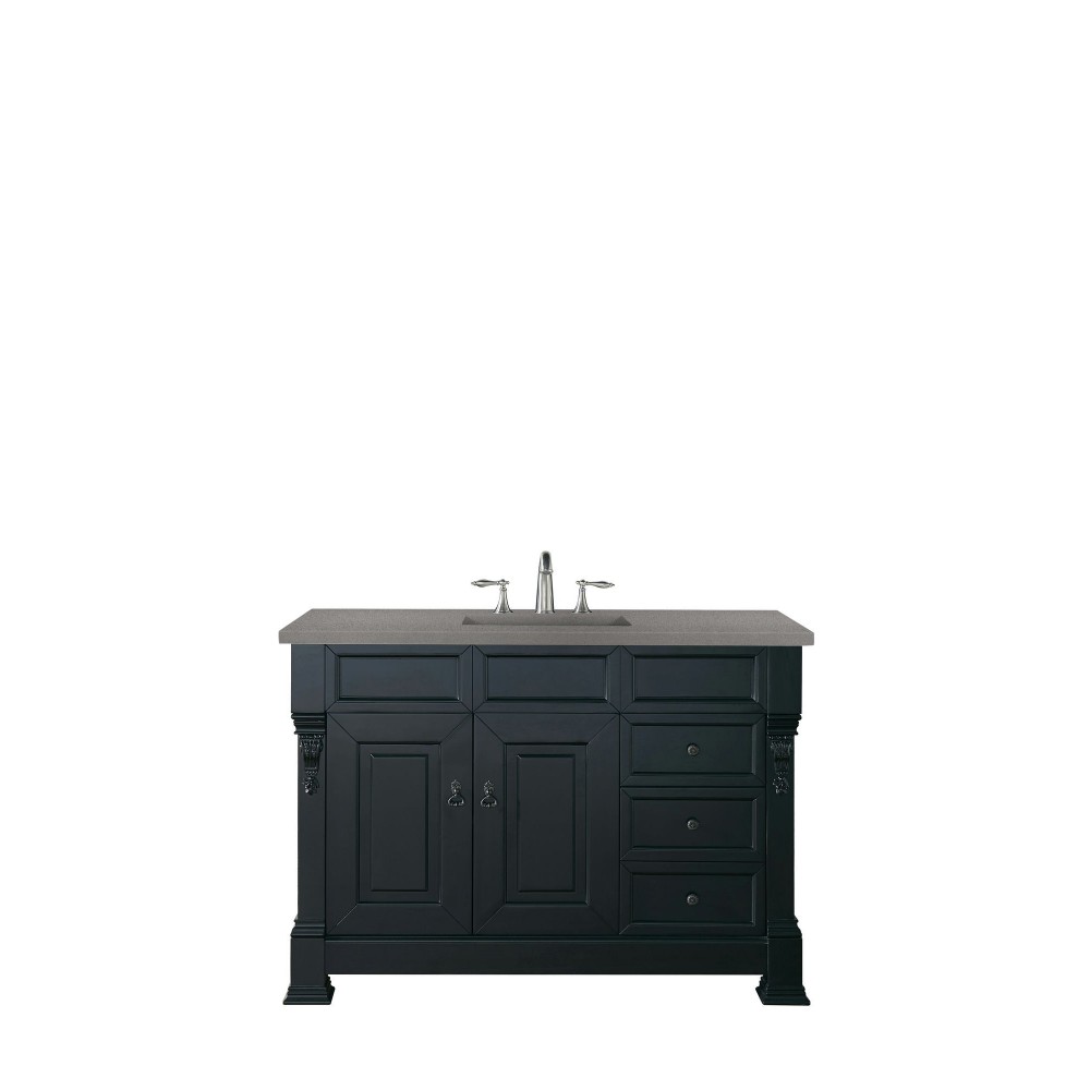 Brookfield 48" Single Vanity, Antique Black w/ 3 CM Grey Expo Quartz Top Brookfield 48" Single Vanity, Antique Black w/ 3 CM Grey Expo Quartz Top