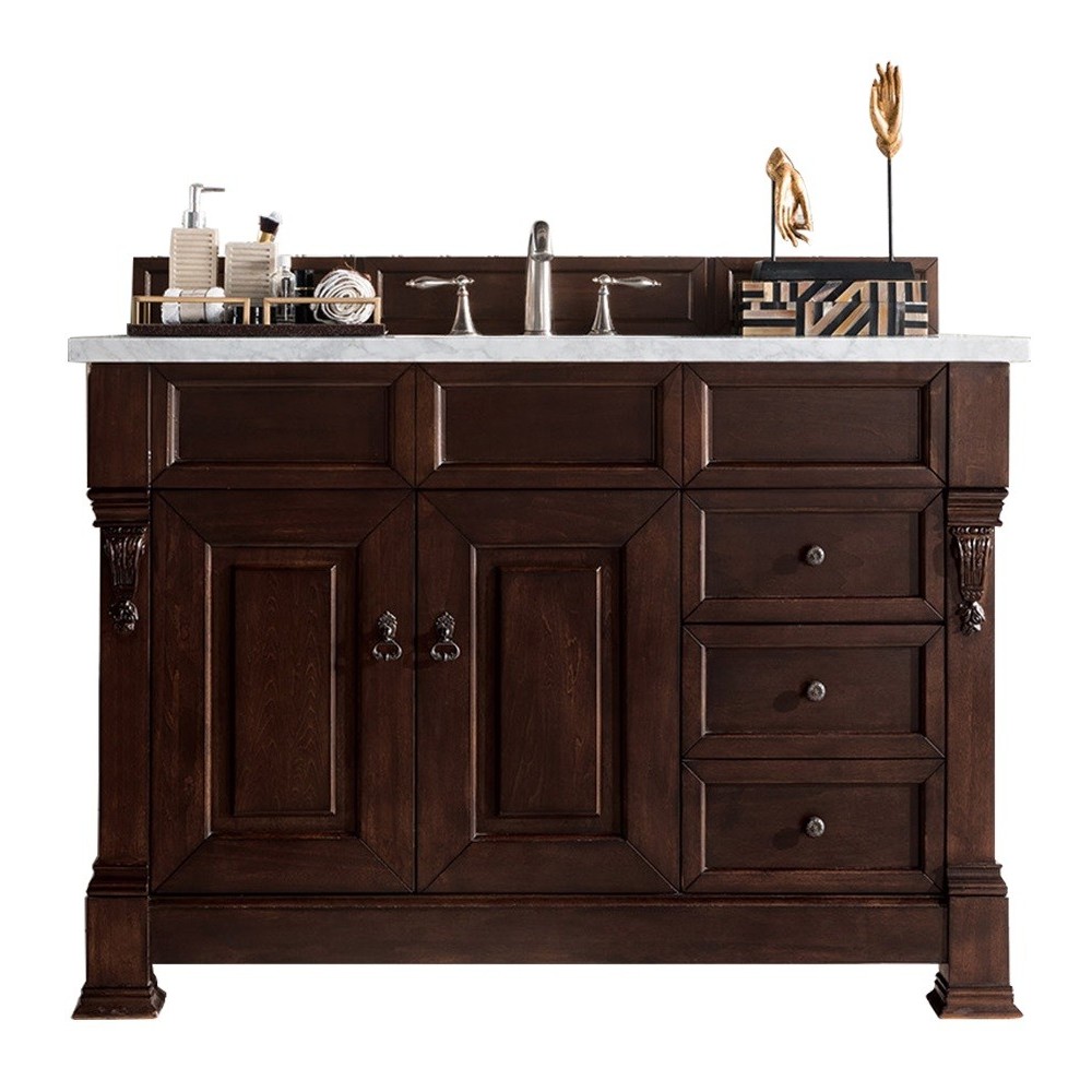 Brookfield 48" Single Vanity Burnished Mahogany w/3 CM Arctic Fall Surface Top