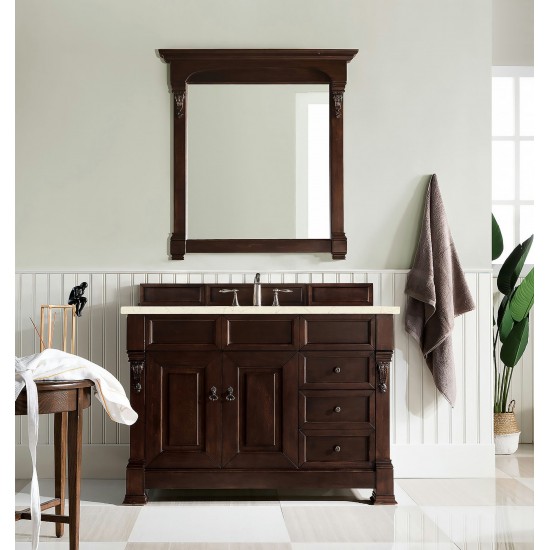 Brookfield 48" Single Vanity Burnished Mahogany w/3 CM Eternal Marfil Quartz Top