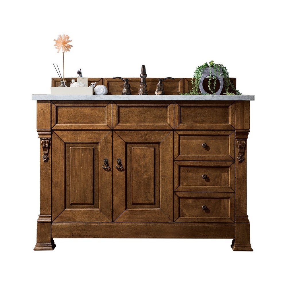 Brookfield 48" Single Vanity, Country Oak w/ 3 CM Arctic Fall Solid Surface Top