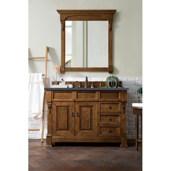 Brookfield 48" Single Vanity, Country Oak w/ 3 CM Charcoal Soapstone Quartz Top