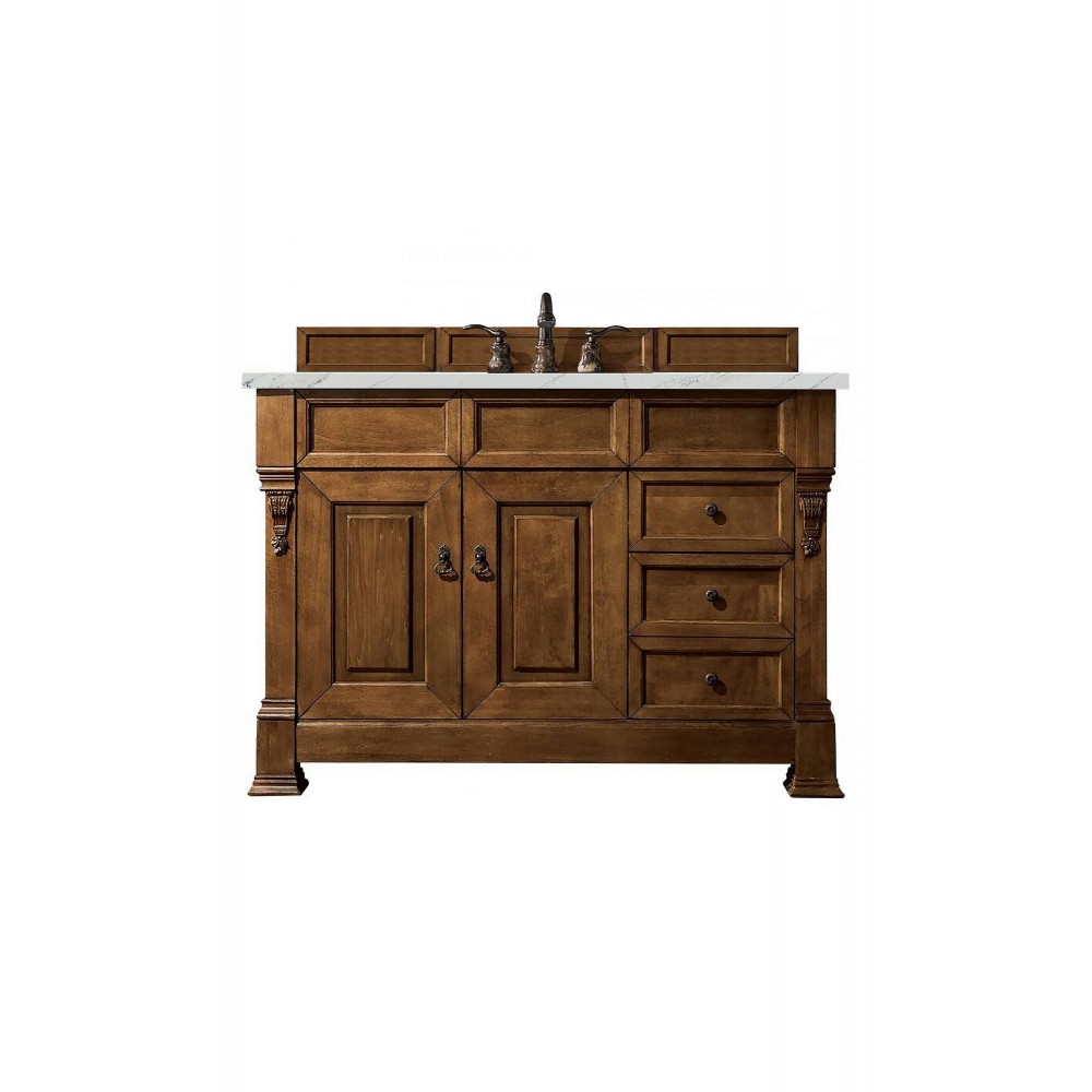 Brookfield 48" Single Vanity, Country Oak w/ 3 CM Ethereal Noctis Quartz Top