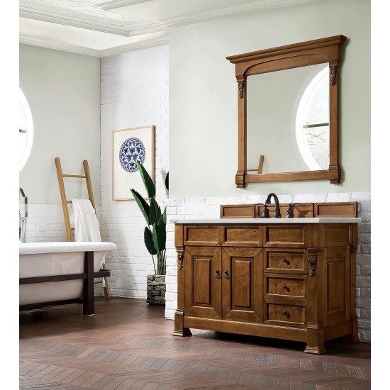 Brookfield 48" Single Vanity, Country Oak w/ 3 CM Ethereal Noctis Quartz Top