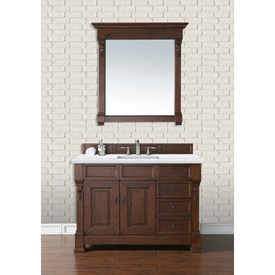 Brookfield 48" Single Vanity, Warm Cherry w/ 3 CM Arctic Fall Solid Surface Top