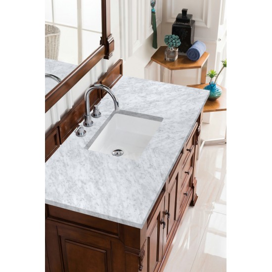 Brookfield 48" Single Vanity, Warm Cherry w/ 3 CM Carrara Marble Top