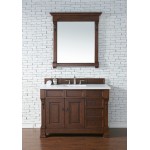 Brookfield 48" Single Vanity, Warm Cherry w/ 3 CM Classic White Quartz Top