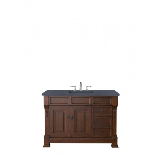 Brookfield 48" Single Vanity, Warm Cherry w/ 3 CM Charcoal Soapstone Quartz Top