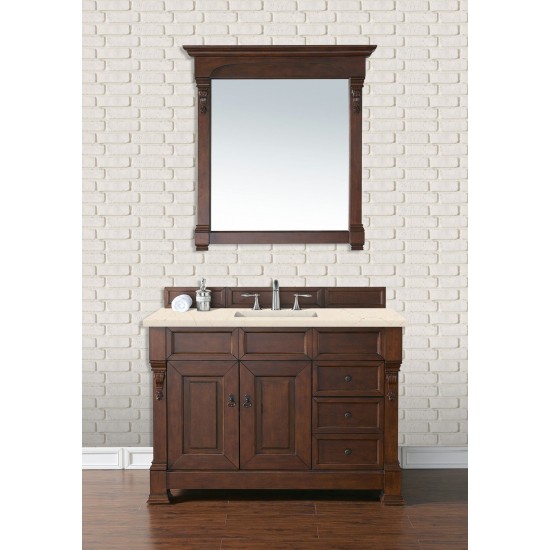 Brookfield 48" Single Vanity, Warm Cherry w/ 3 CM Eternal Marfil Quartz Top