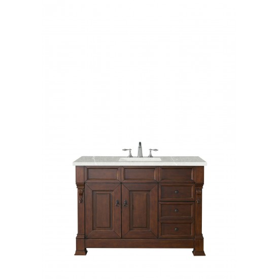 Brookfield 48" Single Vanity, Warm Cherry w/ 3 CM Eternal Serena Quartz Top