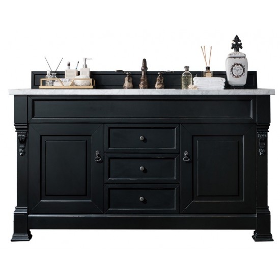 Brookfield 60" Single Vanity, Antique Black w/ 3 CM Carrara Marble Top