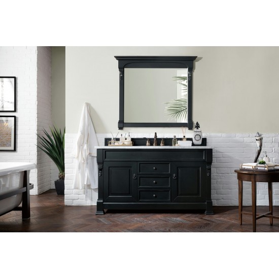 Brookfield 60" Single Vanity, Antique Black w/ 3 CM Carrara Marble Top