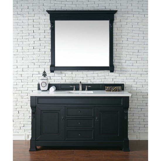 Brookfield 60" Single Vanity, Antique Black w/ 3 CM Classic White Quartz Top