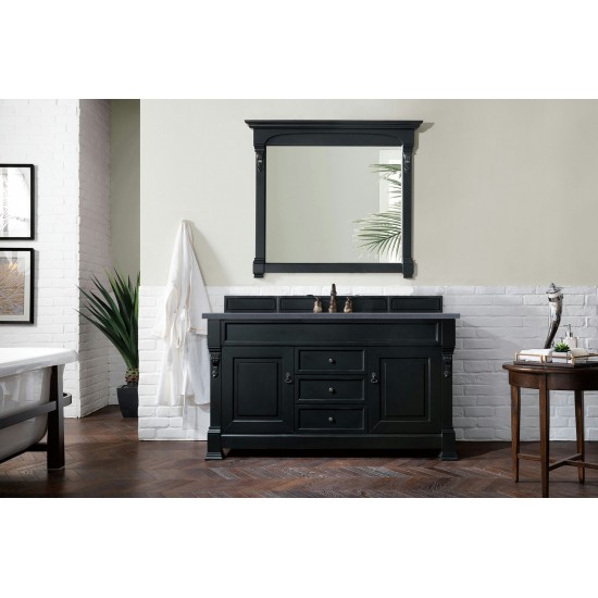 Brookfield 60" Single Vanity Antique Black w/ 3 CM Charcoal Soapstone Quartz Top