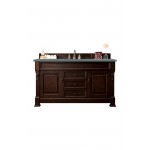 Brookfield 60" Single Vanity, Burnished Mahogany w/ 3 CM Cala Blue Quartz Top