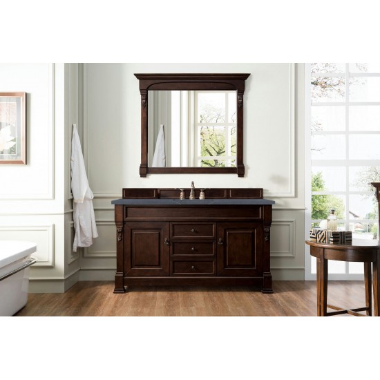 Brookfield 60" Single Vanity Mahogany w/3 CM Charcoal Soapstone Quartz Top