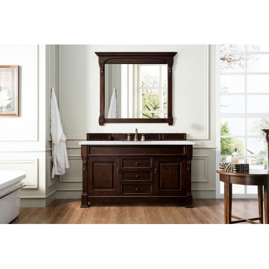 Brookfield 60" Single Vanity Burnished Mahogany w/ 3 CM Jasmine Pearl Quartz Top