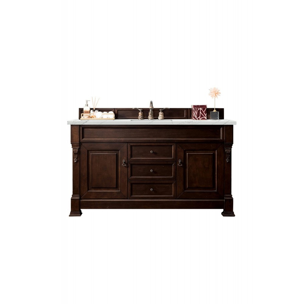 Brookfield 60" Single Vanity Mahogany w/3 CM Ethereal Noctis Quartz Top