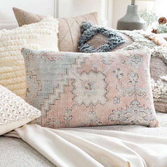 Surya Samsun Pillow Cover 22"H X 22"W Cream & Dusty Pink