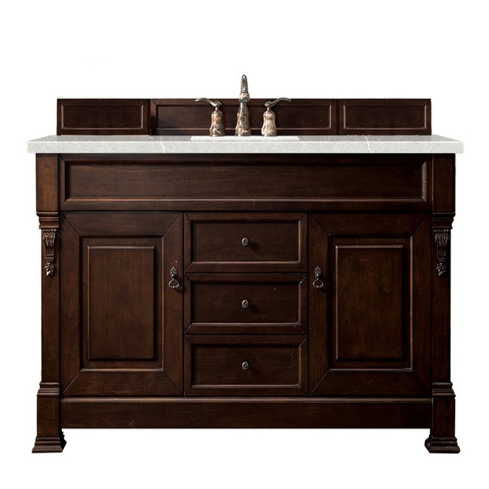 Brookfield 60" Single Vanity Burnished Mahogany w/3 CM Eternal Serena Quartz Top