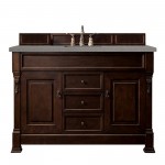 Brookfield 60" Single Vanity, Burnished Mahogany w/ 3 CM Grey Expo Quartz Top