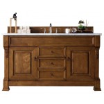 Brookfield 60" Single Vanity, Country Oak w/ 3 CM Arctic Fall Solid Surface Top