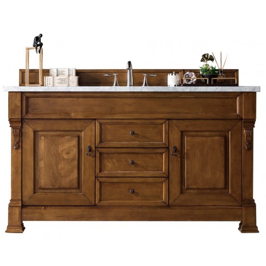 Brookfield 60" Single Vanity, Country Oak w/ 3 CM Arctic Fall Solid Surface Top