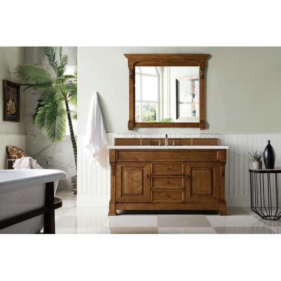 Brookfield 60" Single Vanity, Country Oak w/ 3 CM Arctic Fall Solid Surface Top