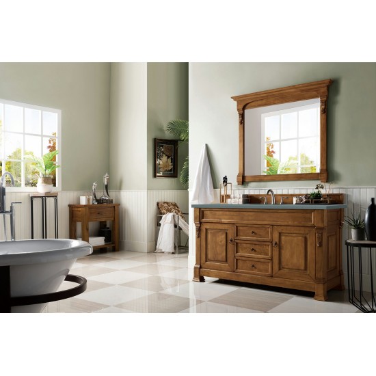 Brookfield 60" Single Vanity, Country Oak w/ 3 CM Cala Blue Quartz Top