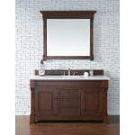 Brookfield 60" Single Vanity, Warm Cherry w/ 3 CM Classic White Quartz Top