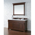 Brookfield 60" Single Vanity, Warm Cherry w/ 3 CM Classic White Quartz Top