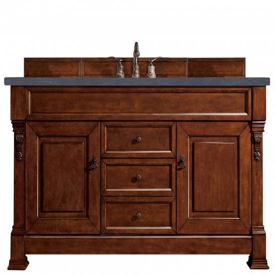 Brookfield 60" Single Vanity, Warm Cherry w/ 3 CM Charcoal Soapstone Quartz Top