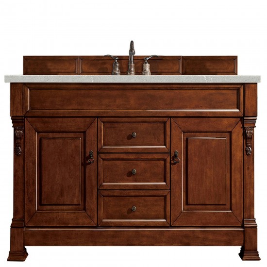 Brookfield 60" Single Vanity, Warm Cherry w/ 3 CM Eternal Serena Quartz Top