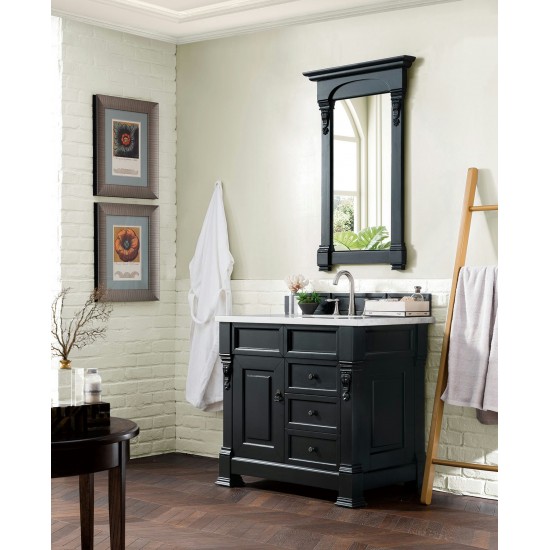 Brookfield 36" Single Vanity Antique Black w/ 3 CM Arctic Fall Solid Surface Top