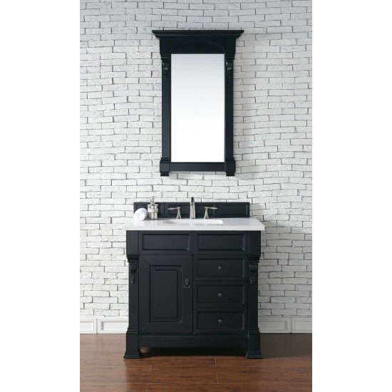 Brookfield 36" Single Vanity, Antique Black w/ 3 CM Classic White Quartz Top