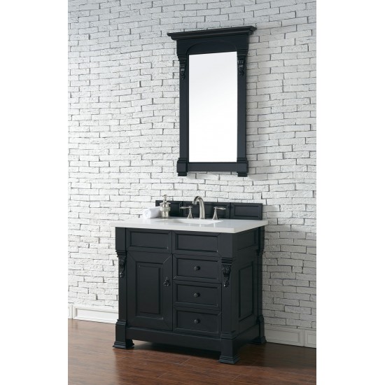 Brookfield 36" Single Vanity, Antique Black w/ 3 CM Classic White Quartz Top