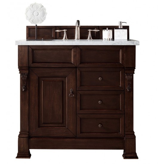 Brookfield 36" Single Vanity Mahogany w/3 CM Arctic Fall Solid Surface Top