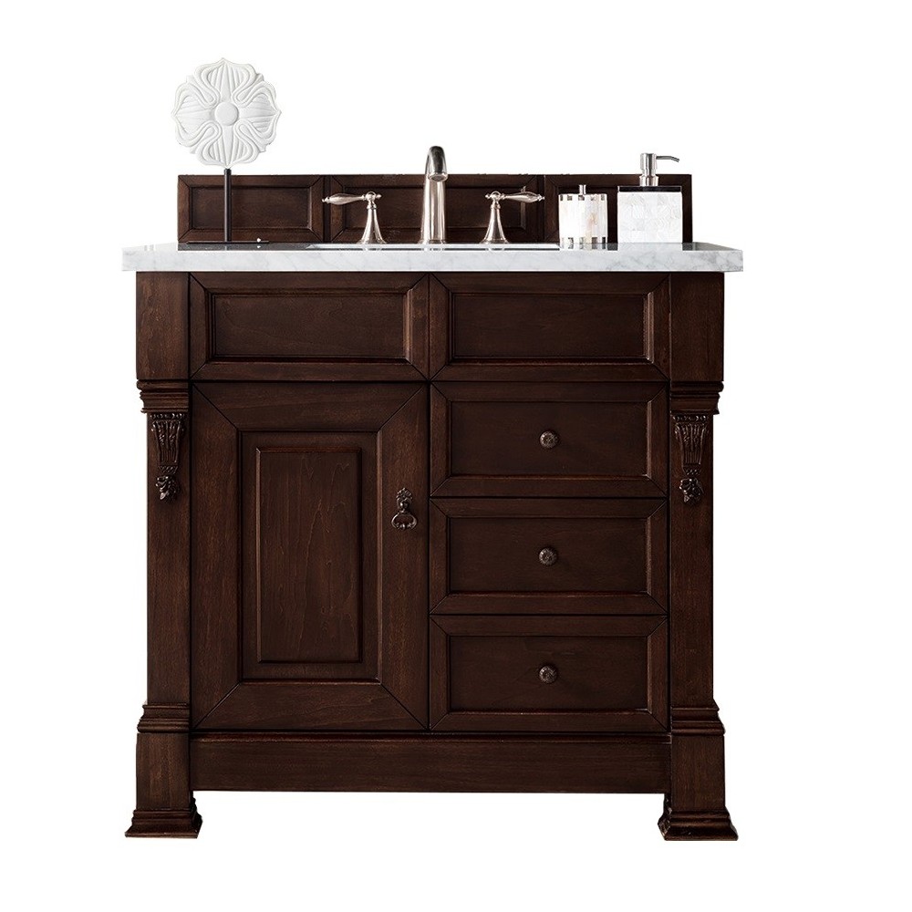 Brookfield 36" Single Vanity Mahogany w/3 CM Arctic Fall Solid Surface Top