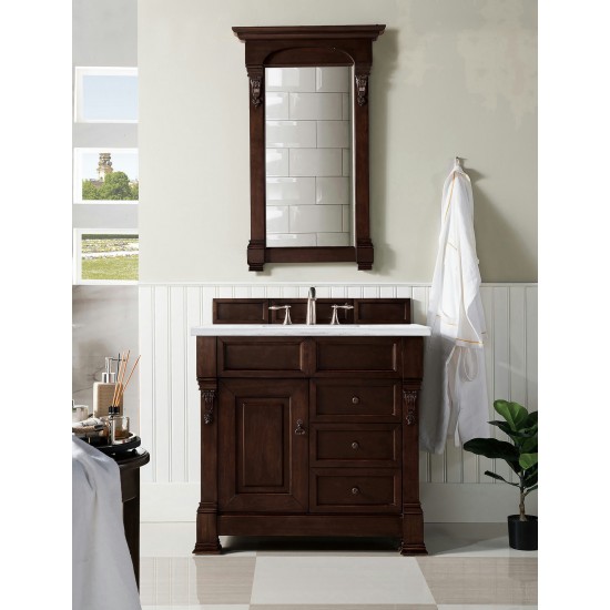 Brookfield 36" Single Vanity Mahogany w/3 CM Arctic Fall Solid Surface Top