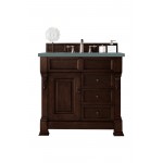 Brookfield 36" Single Vanity, Burnished Mahogany w/ 3 CM Cala Blue Quartz Top