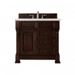 Brookfield 36" Single Vanity Burnished Mahogany w/ 3 CM Jasmine Pearl Quartz Top