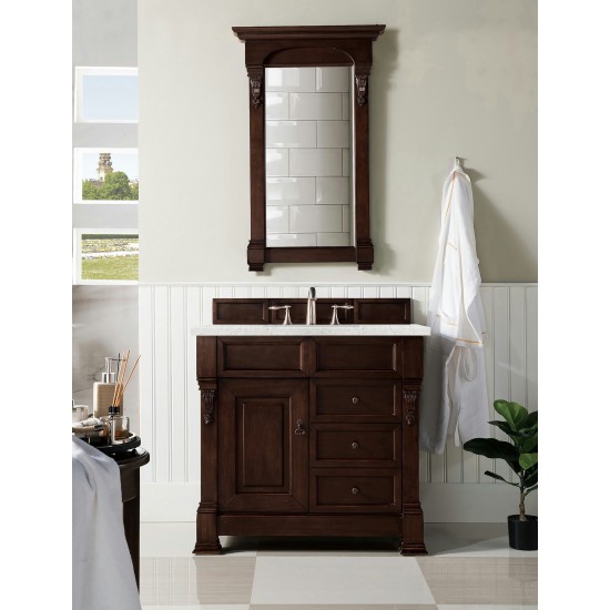 Brookfield 36" Single Vanity Burnished Mahogany w/ 3 CM Jasmine Pearl Quartz Top