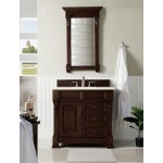 Brookfield 36" Single Vanity Burnished Mahogany w/3 CM Eternal Marfil Quartz Top