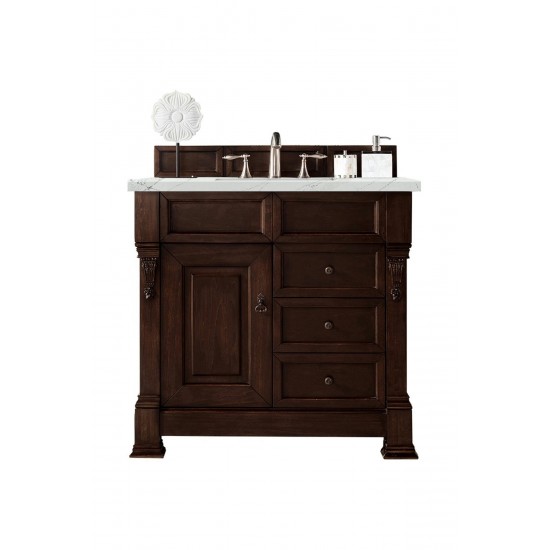 Brookfield 36" Single Vanity Mahogany w/3 CM Ethereal Noctis Quartz Top