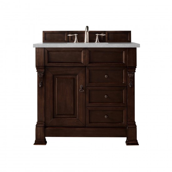 Brookfield 36" Single Vanity Burnished Mahogany w/3 CM Eternal Serena Quartz Top