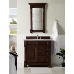 Brookfield 36" Single Vanity Burnished Mahogany w/3 CM Eternal Serena Quartz Top